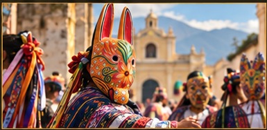 Máscaras en una celebración guatemalteca
