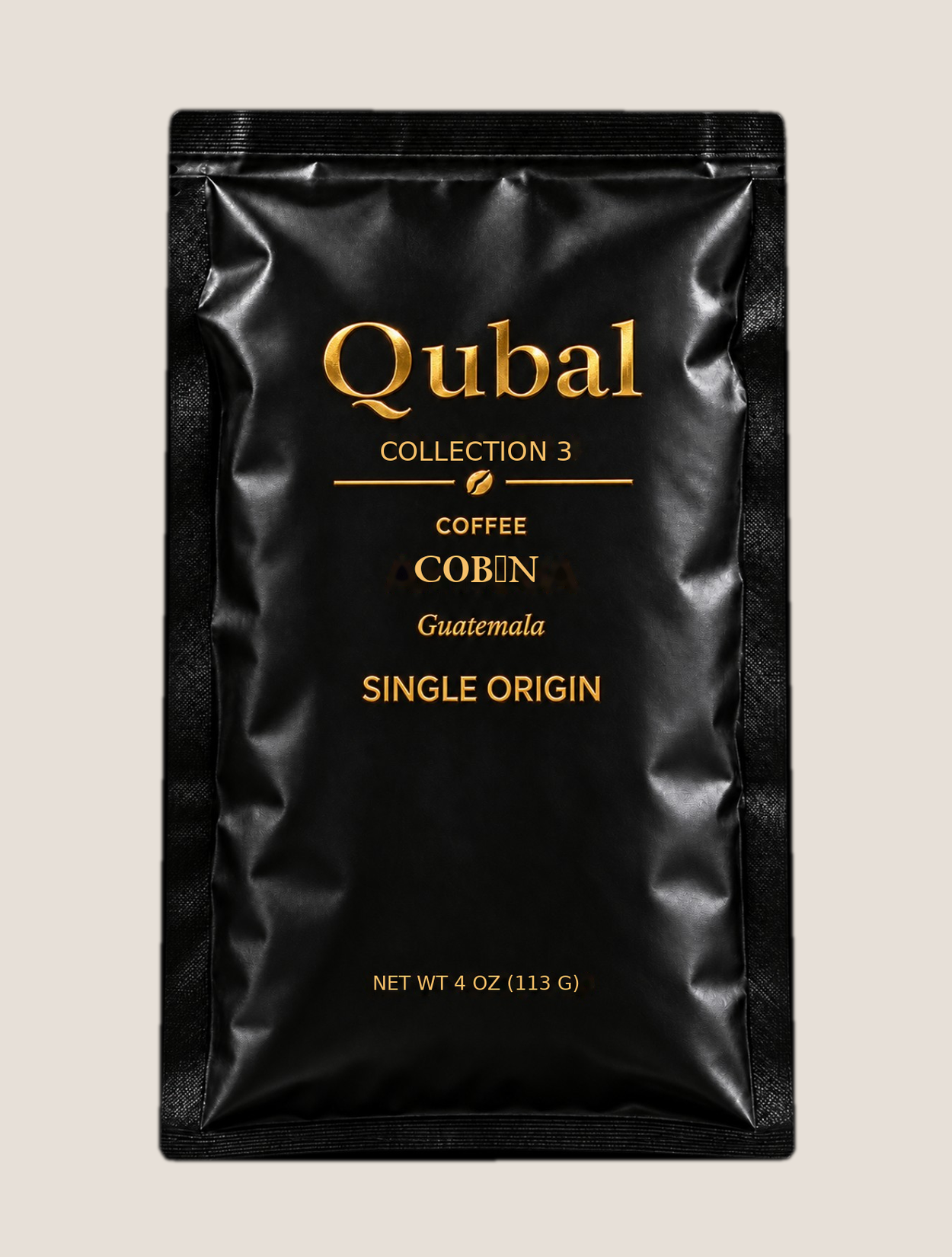 Qubal Cobán black regional coffee bag