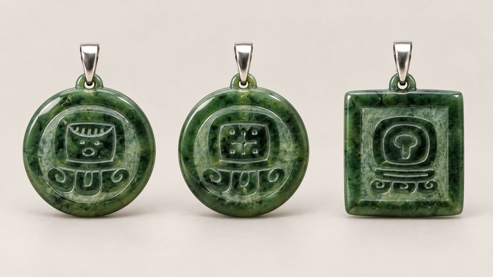Dijes de Nawal en jade guatemalteco