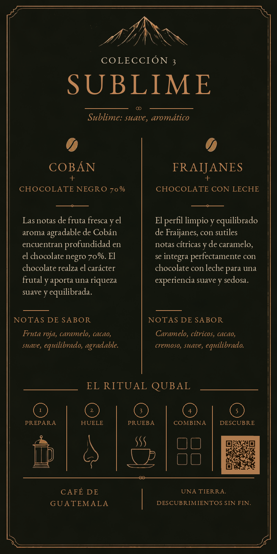 Tarjeta de degustación Qubal Colección 3 Sublime